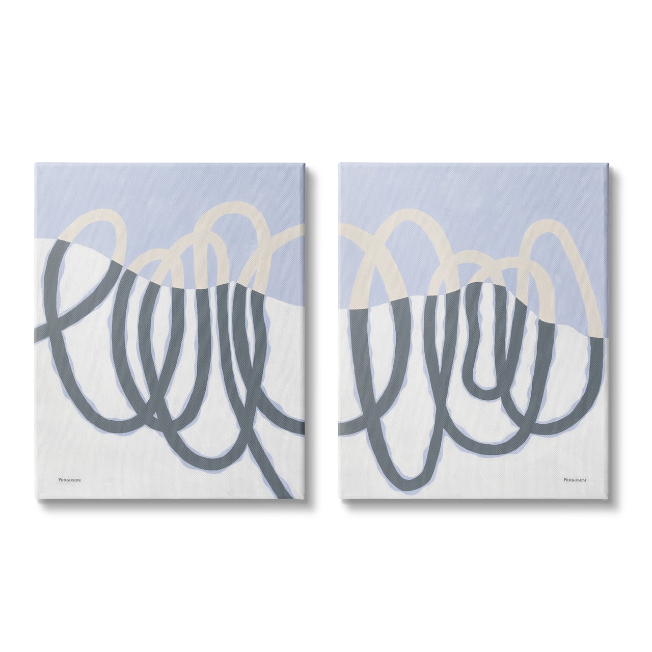 Stupell Industries Contrasting Wave Line Abstract Blue Nautical Painting Canvas Wall Art